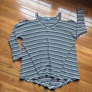 NWOT Striped Cold Shoulder Top